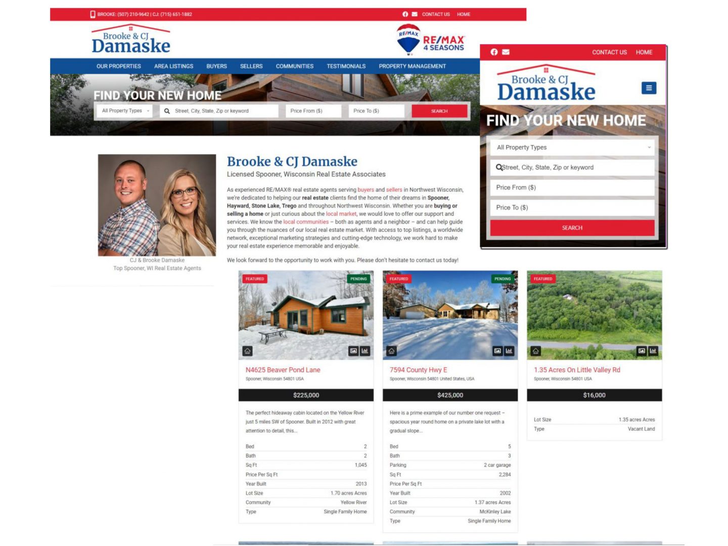Spooner, Wisconsin Real Estate Web Site Builder